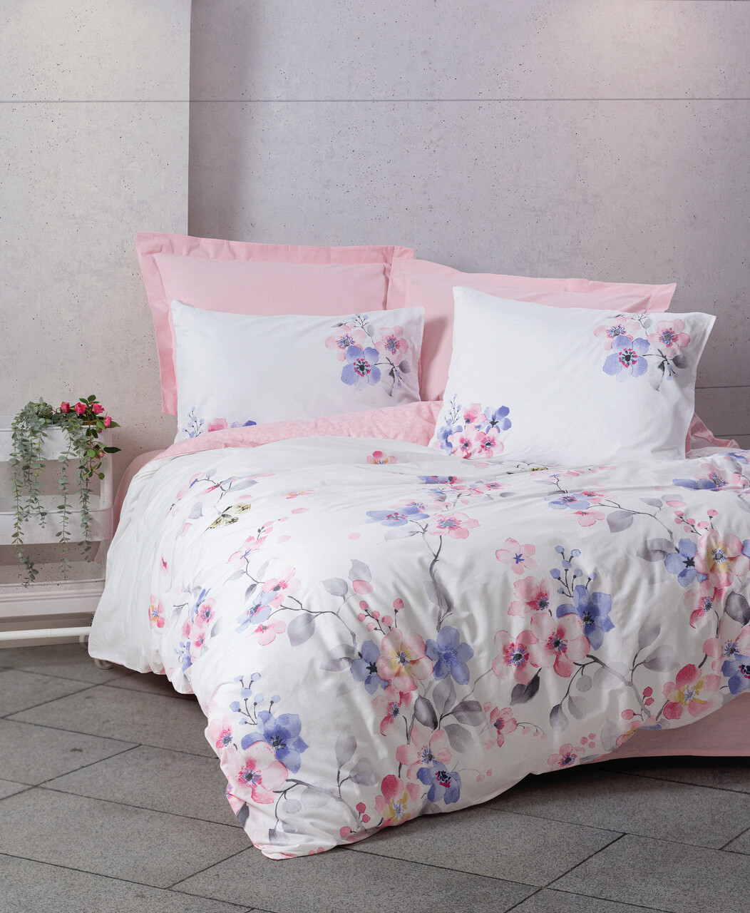 Lenjerie de pat pentru o persoana (FR), L'essentiel Maison, Jayda, Pink / White / Purple - imagine 3